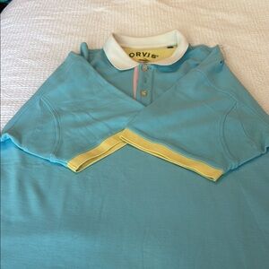 Orvis Blue and Yellow Polo Shirt Casual Style